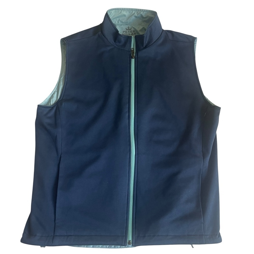 Peter Millar Reversable Full Zip Vest in Dark / Light‎ Blue Workwear Golf Men